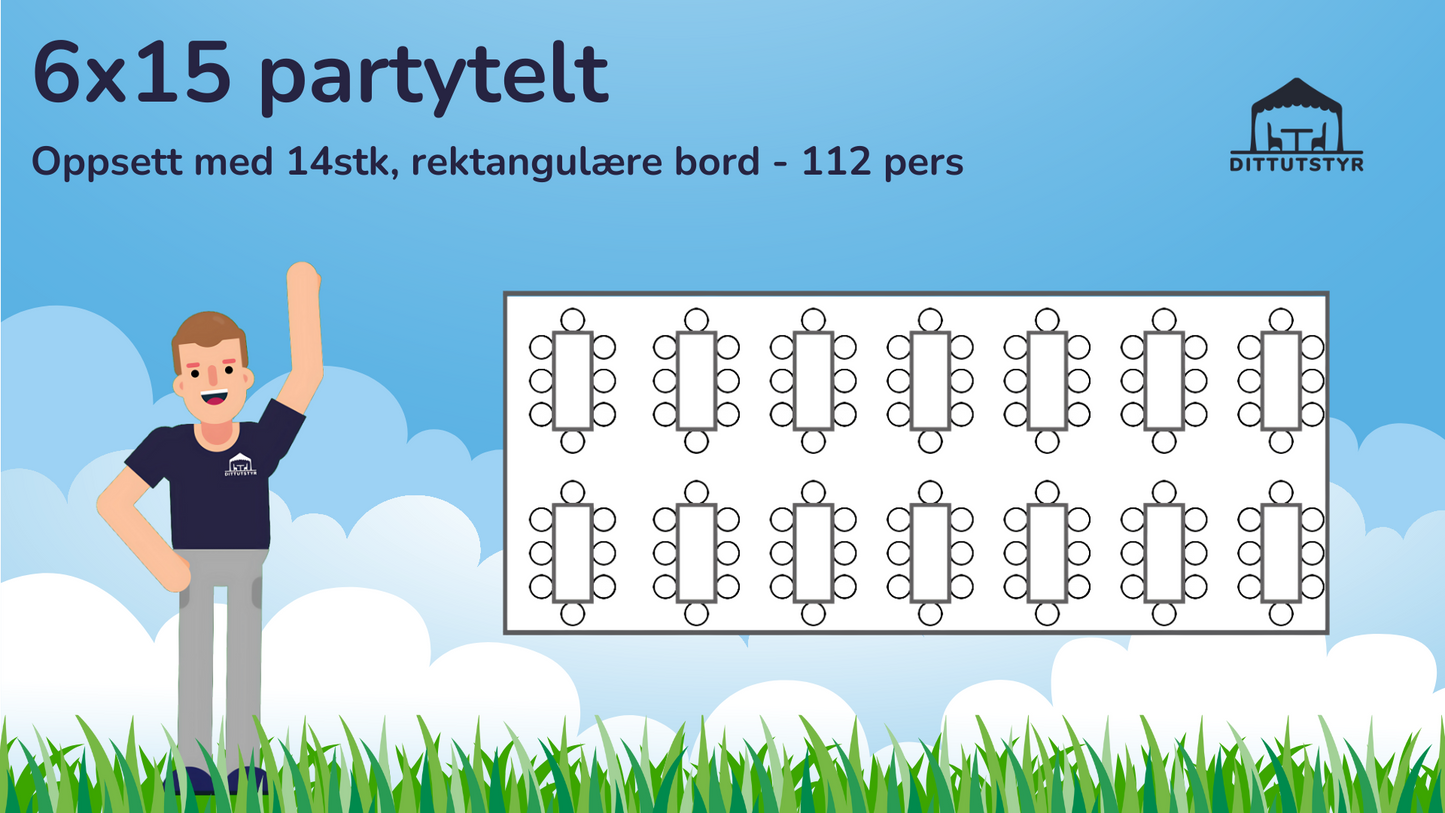 Premium Rammetelt 6x15m - ca. 90 pers