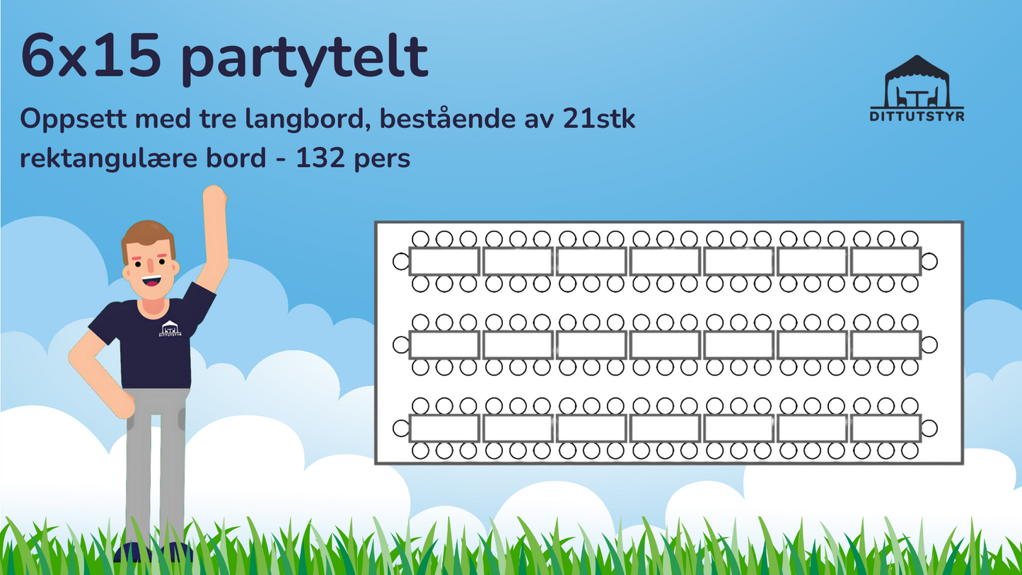 Premium Rammetelt 6x15m - ca. 90 pers