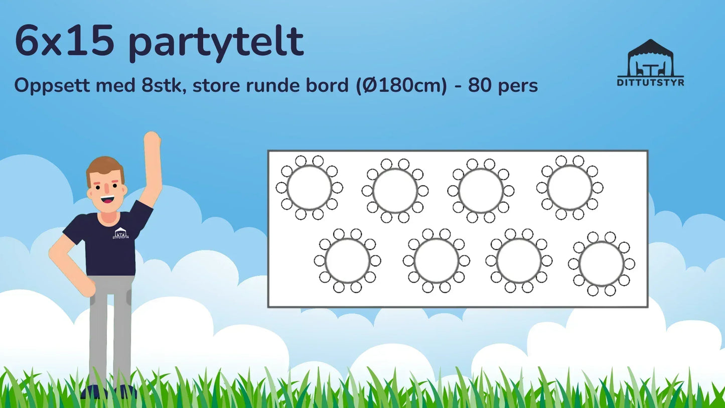 Premium Rammetelt 6x15m - ca. 90 pers - Ditt Utstyr