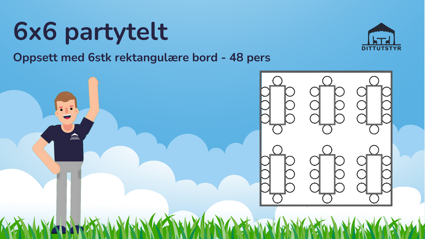 Premium Rammetelt 6x6m - ca. 35 pers