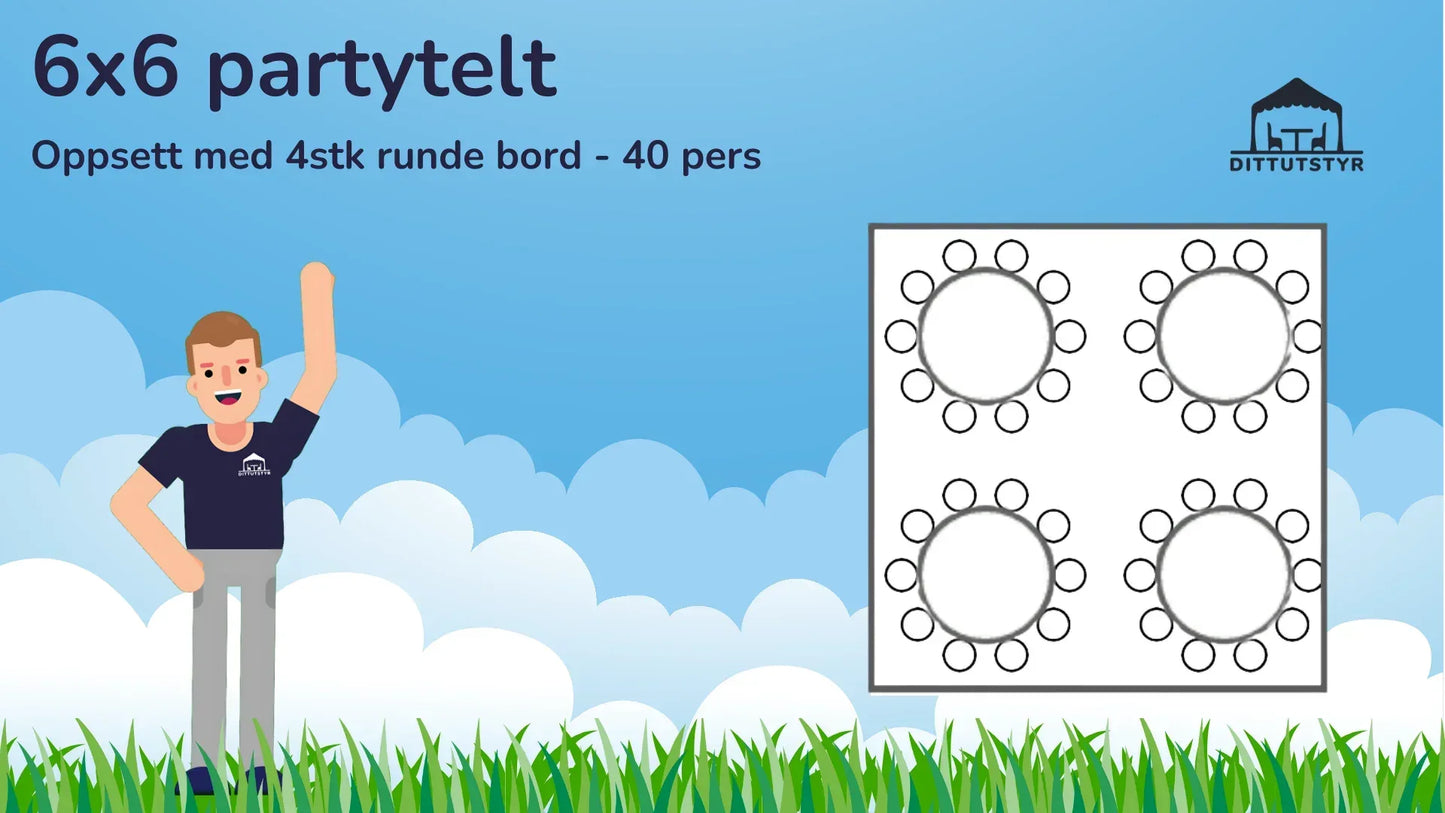 Premium Rammetelt 6x6m - ca. 35 pers - Ditt Utstyr