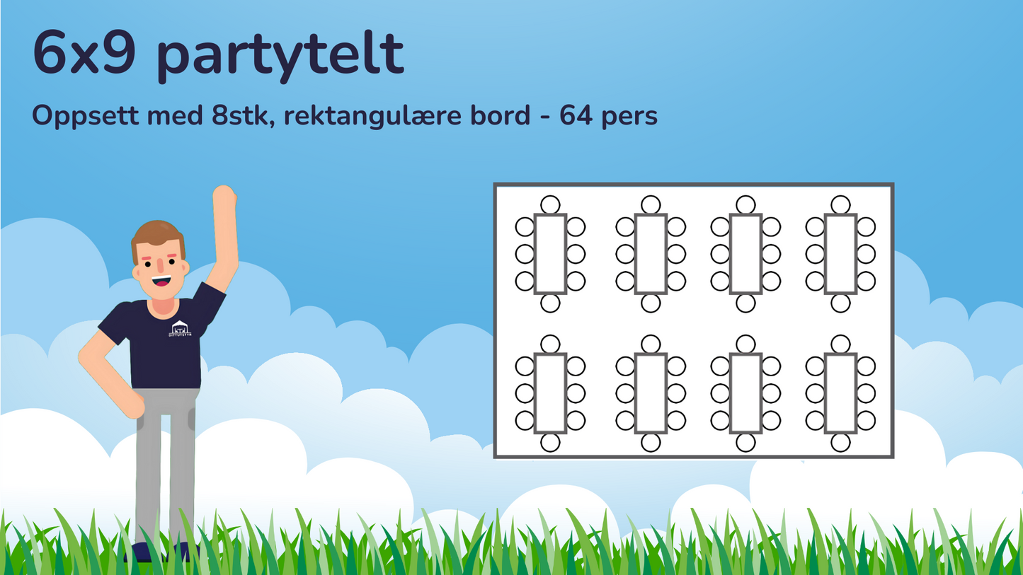 Premium Rammetelt 6x9m - ca. 55 pers