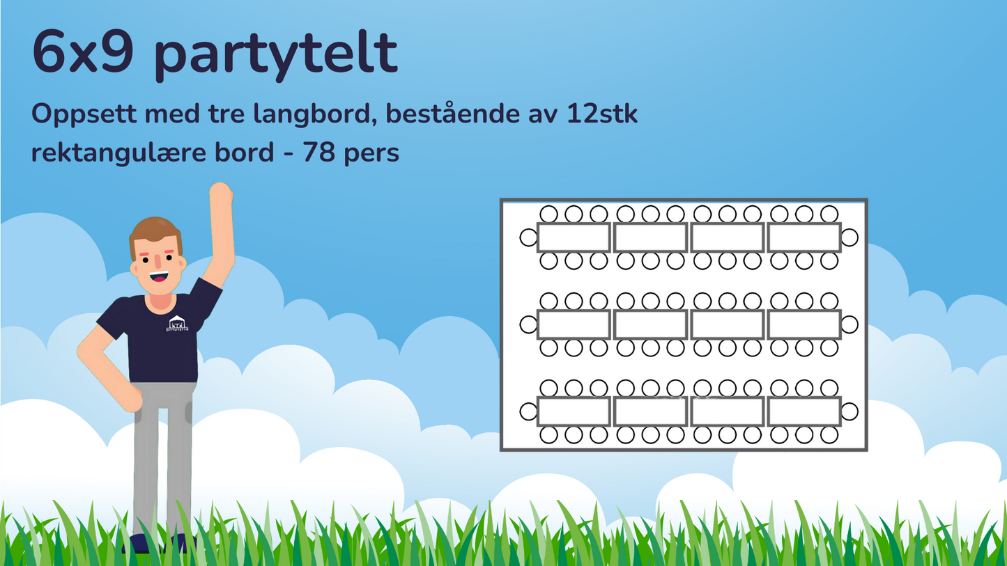 Premium Rammetelt 6x9m - ca. 55 pers
