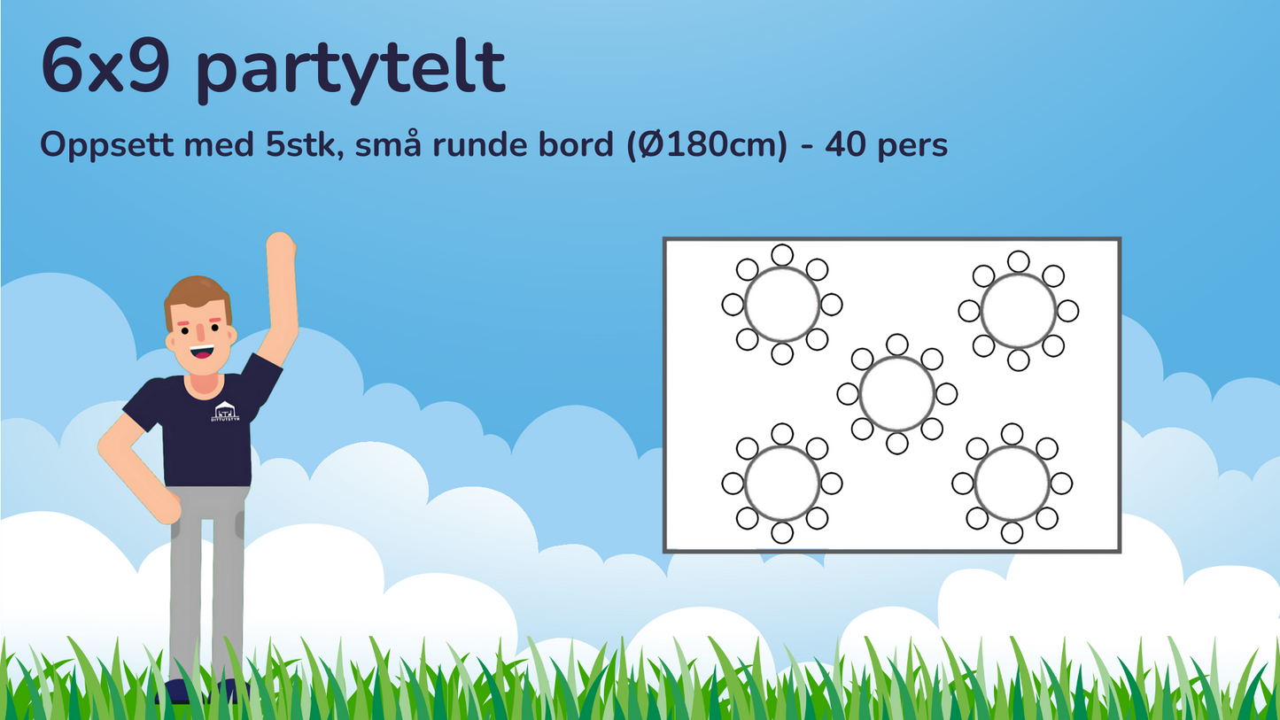 Premium Rammetelt 6x9m - ca. 55 pers