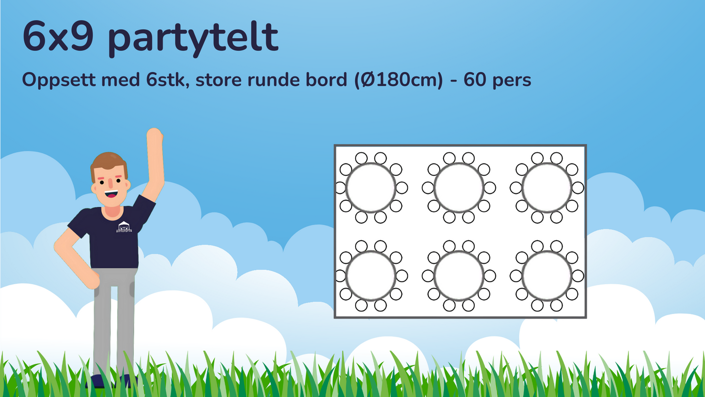 Premium Rammetelt 6x9m - ca. 55 pers
