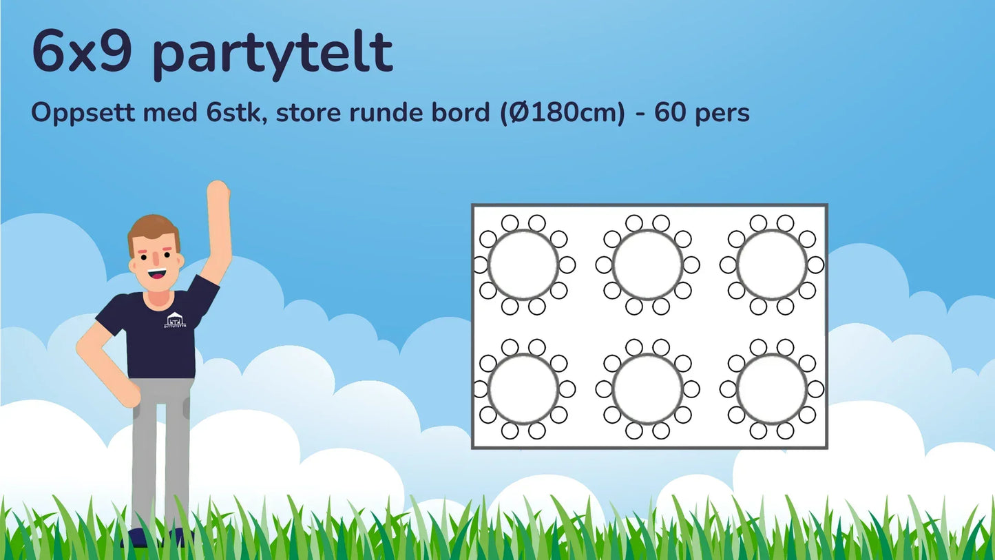 Premium Rammetelt 6x9m - ca. 55 pers - Ditt Utstyr