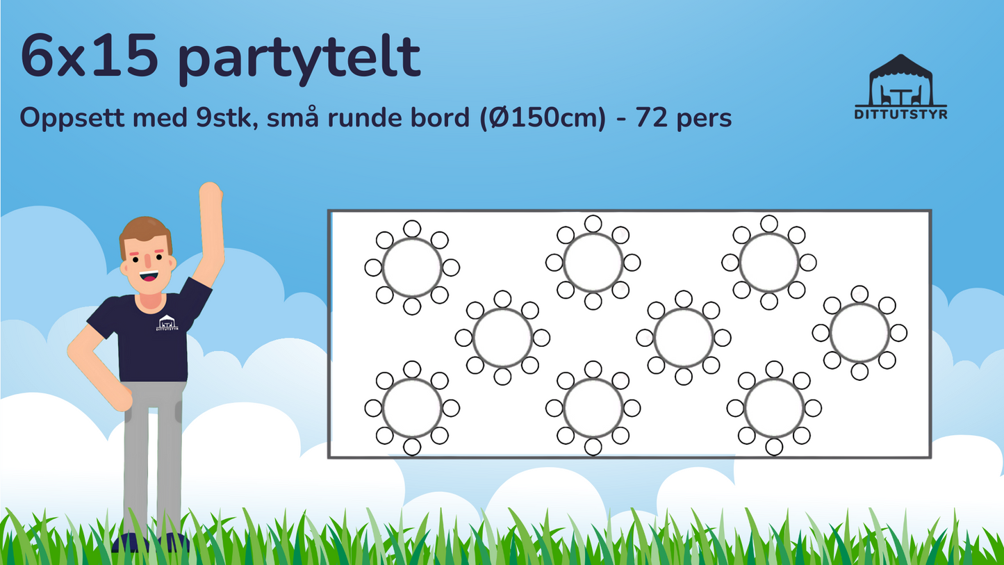 Premium Rammetelt 6x15m - ca. 90 pers