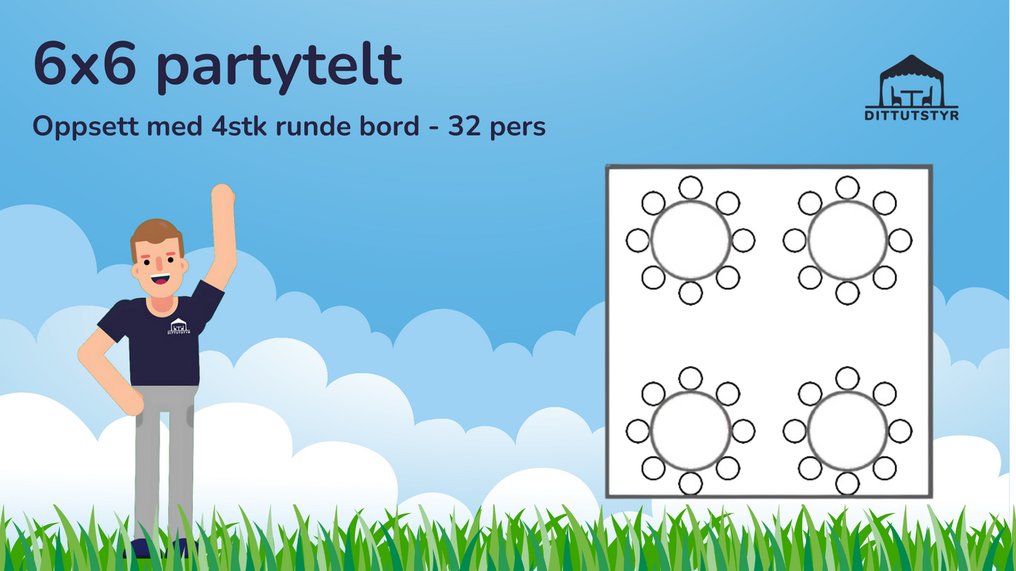 Premium Rammetelt 6x6m - ca. 35 pers
