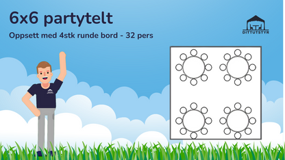 Premium Rammetelt 6x6m - ca. 35 pers