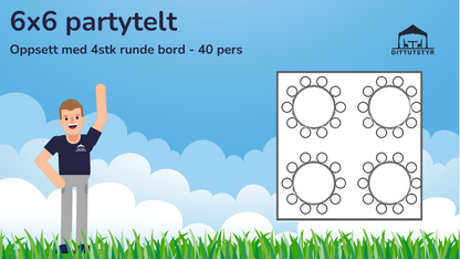 Premium Rammetelt 6x6m - ca. 35 pers